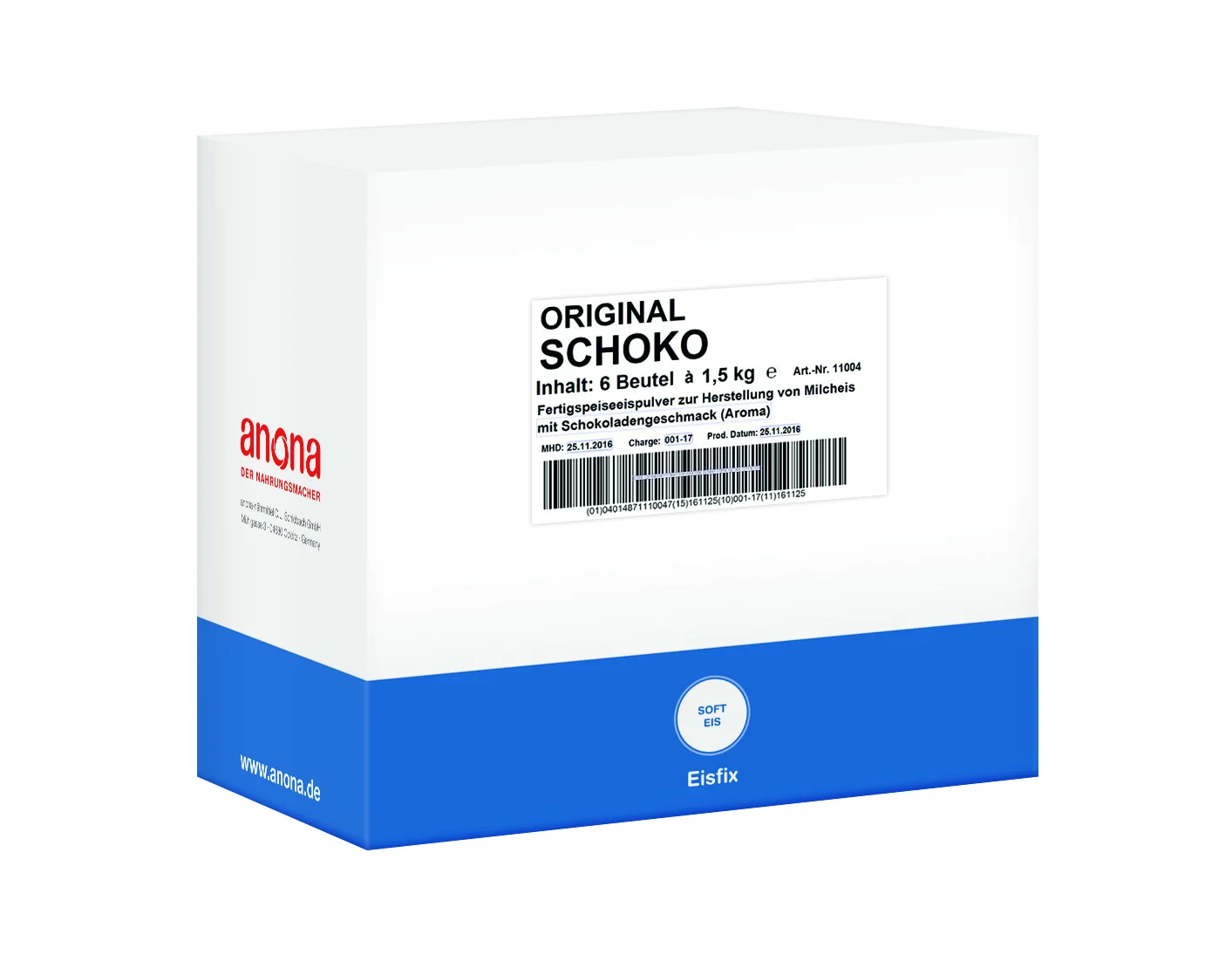 Anona Softeispulver Schoko Eisfix 6x1,5kg 