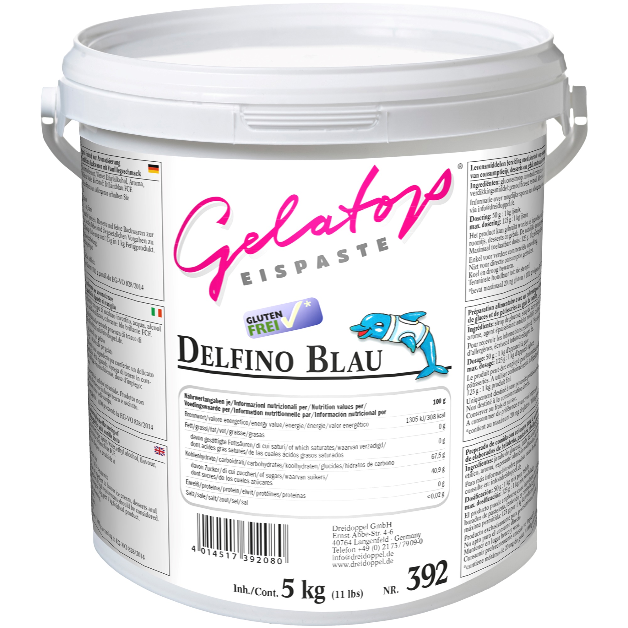 Dreidoppel Eispaste Delfino Blau 5 kg