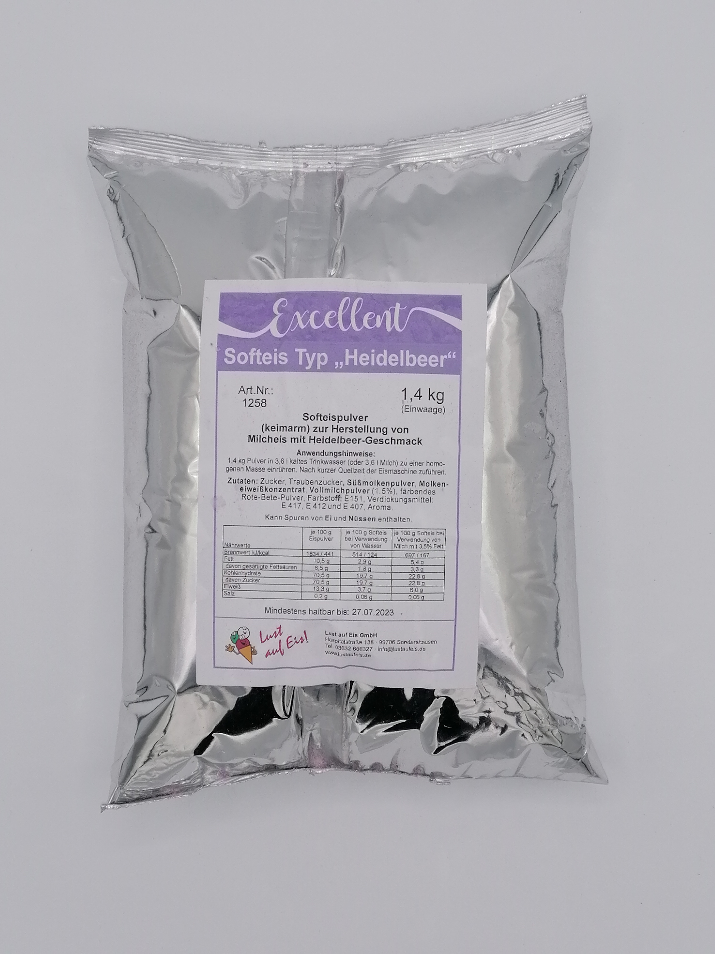 LaE Excellent Softeispulver Heidelbeer 5x1,4kg